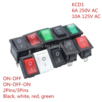 10ШТ KCD1 2PIin 3Pin Кулисный превключвател за лодки и автомобили 6A/10A 250/125 vac Червен жълт Зелен син черен бутон за най-добра цена KCD1
