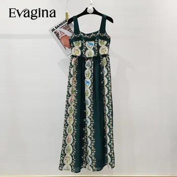 Evagina Пролет/Лято, висококачествени секси, сладки, шикозни рокли на подтяжках с принтом за почивка на плажа, новости 2023 година