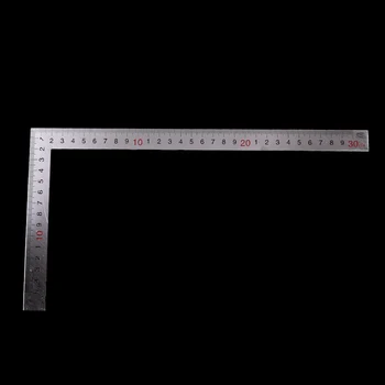Линия от неръждаема стомана 15x30 см под ъгъл 90 градуса, удебелена пряка линия, Metric квадратна линия с три эквивалентами, Градуированная линия