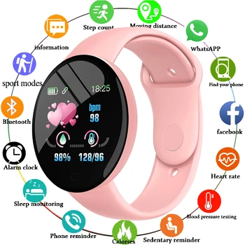 Мъжки и женски смарт часовници D18 Pro с Bluetooth гривна-фитнес тракер, спортни умен часовник за измерване на сърдечната честота и кръвното налягане, детски умни часовници за Apple Watch