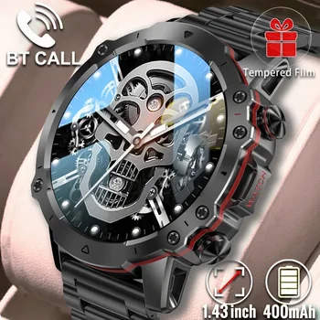 1,43 Кръгли Смарт Часовници за Мъже за Android и Ios Телефон с Bluetooth Предизвикателство Водоустойчив спортен Часовник За Измерване на Кръвно Налягане Smartwatch Оригинала 2024