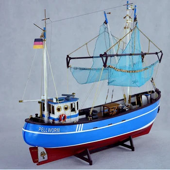 1/48 Модел на лодка, рибарска лодка, дървен комплект, съединени със собствените си ръце, комплект за декорация на парусника, събиране на подаръци за момчета