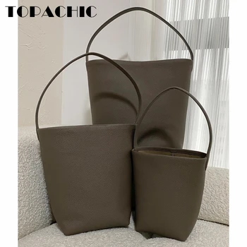 1.7 Дамски висококачествена чанта-торба TOPACHIC от естествена кожа с надпис, однотонная офис ежедневна чанта През рамо, чанта