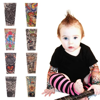 1 бр. разход еластичен фалшив ръкав за временна татуировка Детски cartoony дизайн Готини чорапи на ръцете на детето Модел на Tatoo 8 Топъл ръкав