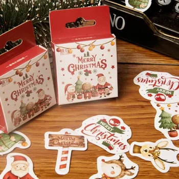1 Кутия Весела Коледа Дядо Коледа, Снежен Човек Етикети Дневник Албум За Scrapbooking Декоративни Етикети Гарнитури Етикети Ученически Пособия