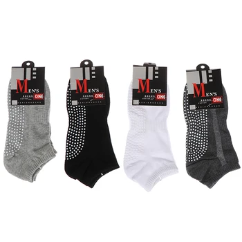 1 чифт мъжки памучни нескользящих чорапи за йога с дръжки, дишащи против хлъзгане чорапи за практикуване на пилатес, Размер 39-44