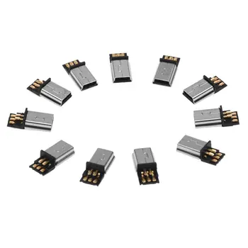 10 бр. Мини-USB 5-пинов щепсел САМ SMT connector сребрист тъмно сив цвят