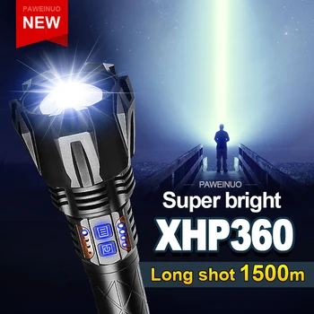 10000 ма XHP360 Супер Ярък 16-ядрени Led Светлини за Най-Мощен Тактически Фенер 18650 26650 USB Акумулаторна Лампа