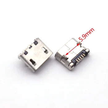 100шт micro USB 5pin 5.9 мм DIP2 без страна B тип Плосък устата без загибающейся страничния изход За Мобилен Телефон Mini USB