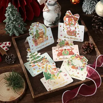 10шт Поздравителни картички от серията Merry Christmas, детски мини-Коледни поздравителни картички, пликове, Празнична Коледна картичка, подарък карта