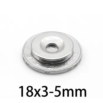 10шт Потайных кръгли магнити за бродерия 18 * 3-5 мм N35 Неодимовый магнитен 18 мм * 3 мм, перфорирана кръгла 18x3-5 мм
