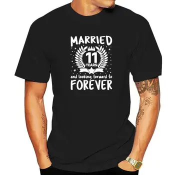 11 Години Годишнина от Сватбата на Жена Мъж Двойки Еднакви Тениски Памучни Тениски Обикновените Господстващо Тениски в стил Хип-Хоп