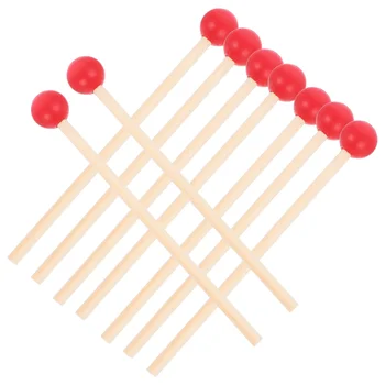 12шт дървени барабанни пръчки, с чукове дървена дръжка, ударни музикални щеки за детски инструмент (червен)