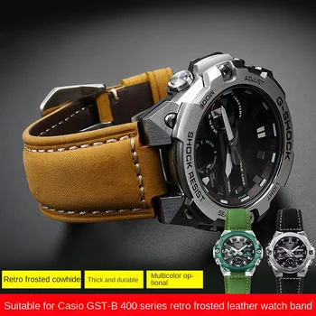 14 мм и 16 мм и каишка от естествена кожа за часовници Casio каишка G-SHOCK GST-B400 GST-B200 ретро mad horse кожена промяна каишка от телешка кожа