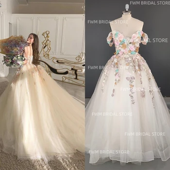 14255 # Изящни апликации от дантела, 3D Цветя, сватбена рокля трапецовидна форма, рокля на рождения ден на жените по-големи размери, вечерни рокли за бала