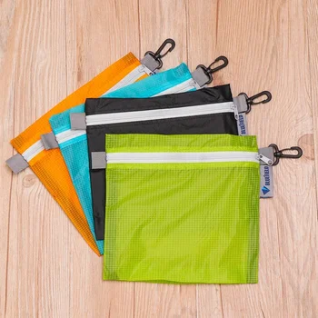 1БР 4-цветна Силиконова кърпа с найлонови покритие Водоустойчива чанта за съхранение с цип с кука За къмпинг и туризъм Джобен Калъф-Органайзер