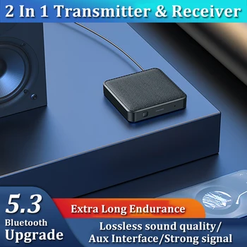 2 В 1 Bluetooth 5,3 Аудио Предавател, Приемник, 3.5 мм AUX U-Диск, Hi-Fi Стерео Музика Безжичен Аудиоадаптер За PC TV Авто Високоговорител