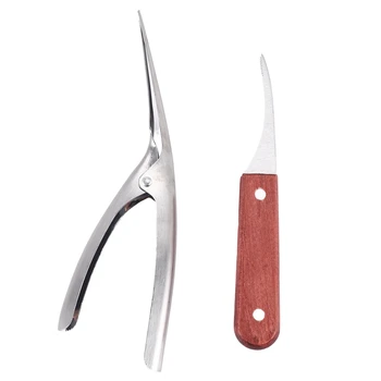 2 ЕЛЕМЕНТА. Нож за почистване на скариди от неръждаема стомана, с устройство за отстраняване обелени скариди, нож за нарязване на скариди, нож за почистване на скариди, кухненски принадлежности