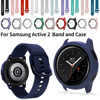 20 мм и Каишка + калъф за Samsung Galaxy Watch 4/5/6 40 мм 44 мм Каишка за Galaxy Watch Active 2 40 мм 44 мм Защитен калъф-броня