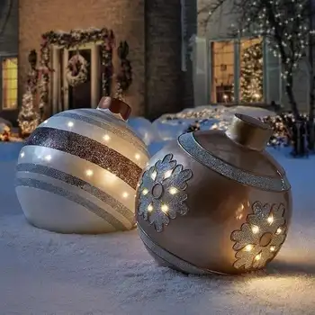 2023 60 см Открит Коледен Надуваем Гарнирано с Топка От PVC Гигантски Големи Светещи Топки, Коледни Декорации Открит Играчка Топка