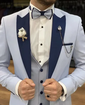 2023 Висококачествен однобортный мъжки костюм по поръчка, смокинг за булката, костюм Homme от три части (яке + панталон + елек + вратовръзка)