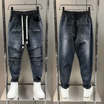 2023 Пролетно-есенни мъжки дънки в стил хип-хоп, уникални черни стрейчевые каубойски панталони, новостите на марката Harun Pants, мъжки градинска дрехи с високо качество