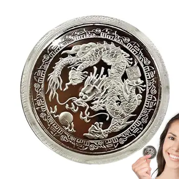 2024 Година на Дракона в Знака на Зодиака Възпоменателна монета Мемориал медал на Златна и Сребърна монета от мъниста с един Дракон Артистичен подарък