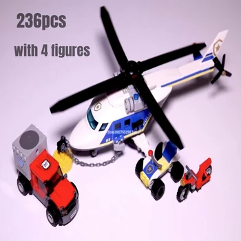 236шт Полицейски Хеликоптер Гони Строителни Блокове Модел Fit 60243 Играчки за Деца Коледен Подарък