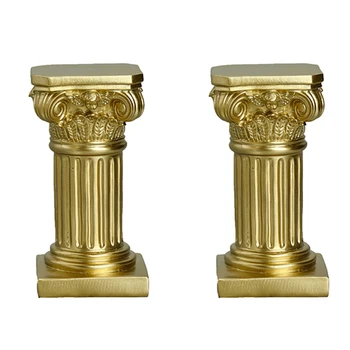 2X Златна римска колона, скулптура от смола, декор колони, статуи на Римски колони, дом, мебели за хола, занаяти