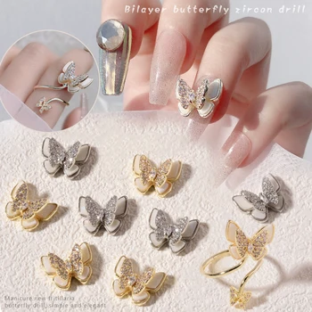 3 бр. /опаковане. Романтични 3D декорации за нокти от циркониевого сплав във формата на пеперуда, Елегантни Декорации за нокти от страз, Аксесоари за нокти на Едро