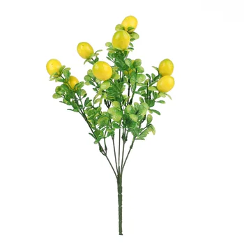 36 см Клонки от Лимон с имитация на 10 плодове Пресни Зелени растения Начало Декор Ваза Резници Подпори за фотосесия договореност със собствените си ръце