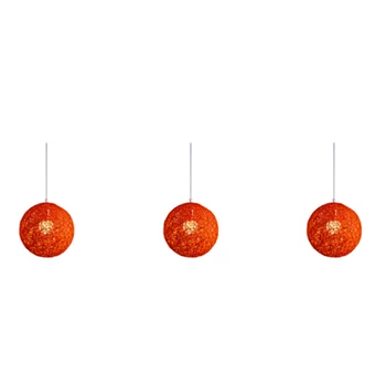 3X Orange полилей от бамбук, ратан и купата за индивидуално творчество, сферична лампа от ратан 