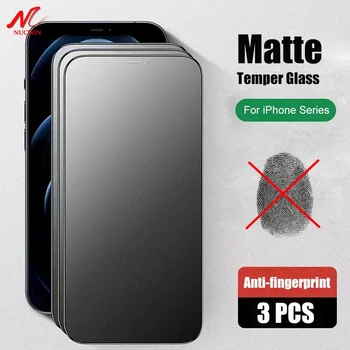 3ШТ Защита на Екрана от Матирано Закалено Стъкло със защита от Пръстови отпечатъци за iPhone 15 14 12 13 11 Pro Max 14 15 Xs Plus X Max Xr 7 8 SE Mini