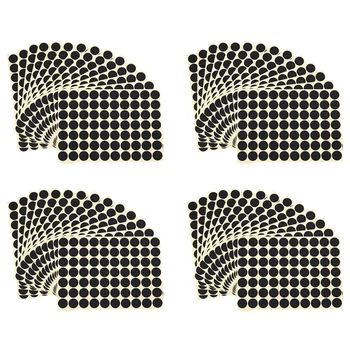 4 комплекта на 19-мм кръгли стикери с кодове, самозалепващи лепкавите етикети черен цвят