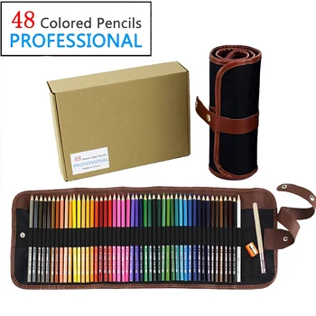 48 Цветни Акварельных Моливи Набор от професионален художник-високо качество С Държач за моливи, острилка ви и четка