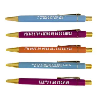 5 бр. Различни цветове, прибиращи химикалки, бързо съхнещи Офис химикалки със средна точка за водене на бележки, за да проверите за писане