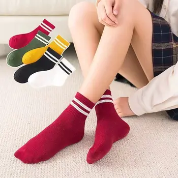 5 Двойки пролетни едноцветни шарени женски чорапи унисекс със защита от миризмата, дишащи спортни чорапи до средата на прасците, универсална двойка, трайни чорапогащи