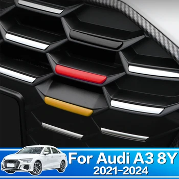 6 Бр. Ленти За Завършек на Предната Решетка на Автомобила Състезателни Решетка Декоративни три-цветни Аксесоари За Украса на Автомобила Audi A3 8Y 2021-2024