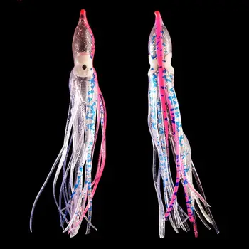 6шт Здрав TPE UV-Плуване 12 см 4g Изкуствени Риболовни Принадлежности Пола Калмари Стръв Морски Октопод Стръв дългата опашка