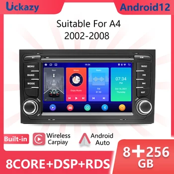 8 + 256 GB 2 din Android 12 Автомобилен Мултимедиен Плеър За Audi A4 B6 B7 S4 B7 B6 RS4 GPS навигационни системи, Аудио и WIFI 4G DSP Радио Главното Устройство