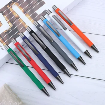 8шт Бизнес метална химикалка писалка с нажимным действие, многоцветен неутрално