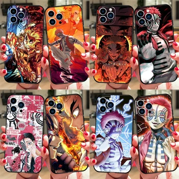 Akaza Аниме Demon Slayer Калъф За iPhone 15 13 11 12 14 Pro Max XR XS X 8 7 Plus на 13 mini Меки Корици Fundas Capa Shell