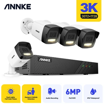 ANNKE 5MP 3K Система за Видеонаблюдение PoE-Камера с Изкуствен интелект по-Разумни Фокус Камера за Видеонаблюдение H. 265 + Двустранен Аудиокамера