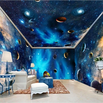 beibehang Space Star Galaxy Earth Planet House Начало декор papel de parede 3D фотообои Фон за телевизор Стенопис хол