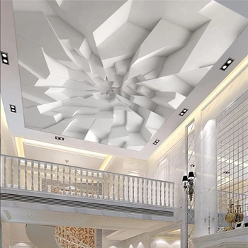 beibehang Потребителски тапети 3D бяла многоугольная тухлена стена хол, хотел, търговски център таван тапет фон на тавана на тапети