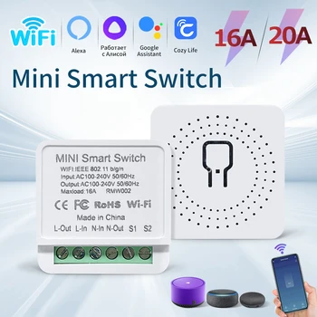 Cozylife WiFi Smart Breaker Модул за Безжичен Превключвател 16A 20A 100-240 В Приложението за Дистанционно Управление на Таймингом Работи с Алекса Google Home