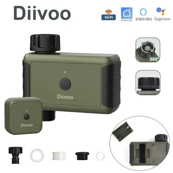 Diivoo-WiFi таймер за подаване на вода, дистанционно управление, таймер, автоматично поливане, умен разбрызгиватель, съвместим с Alexa и Google Home