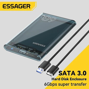 Essager 2,5-инчов SATA-Бокс USB 3.0 Корпуса на твърдия диск SSD Корпус външен твърд диск с 6 gbps SATA-Диск Калъф За Твърд Диск Кабел-Адаптер