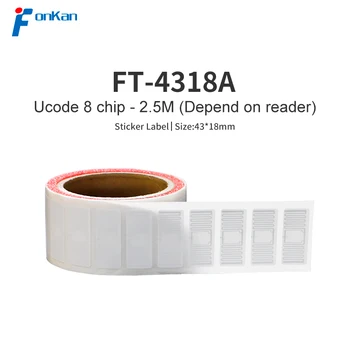 FONKAN UHF RFID MR6 Чип 43x18 мм ЕПК C1G2 RFID Бял етикет, Стикер Етикет Може да бъде отпечатана 860-960 Mhz