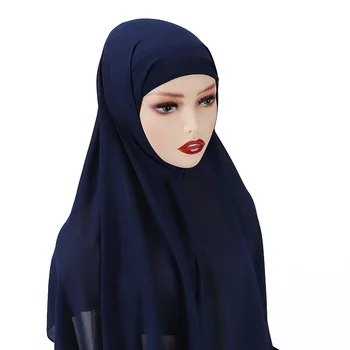 Instant Hijabs с Кепкой, Обикновена Hijabs от Шифонового Джърси, Дамски Завесата, Мюсюлмански Ислямски Хиджаб, Шапка, Шал за Женските Хиджабов, забрадка